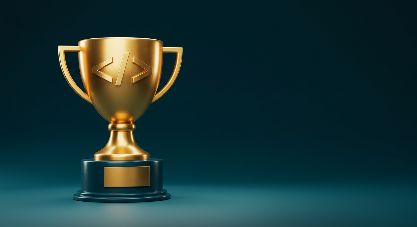 Gold </> trophy — the Best Engineering Implementation award