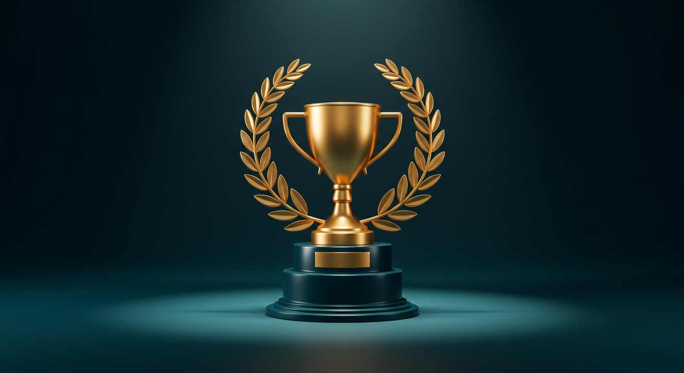Gold trophy in a laurel wreath — the Grand Prix
